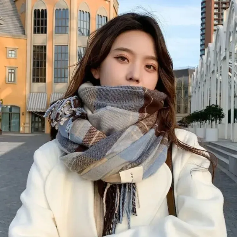 Fashion Scottish Style Tartan Warm Scarf for Women Plaid Soft Long Wrap Shawl Christmas for Girlfrend Wife Mom