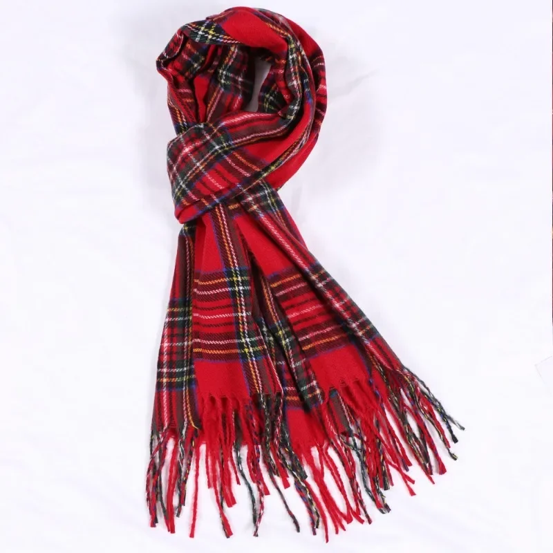 Fashion Scottish Style Tartan Warm Scarf for Women Plaid Soft Long Wrap Shawl Christmas for Girlfrend Wife Mom
