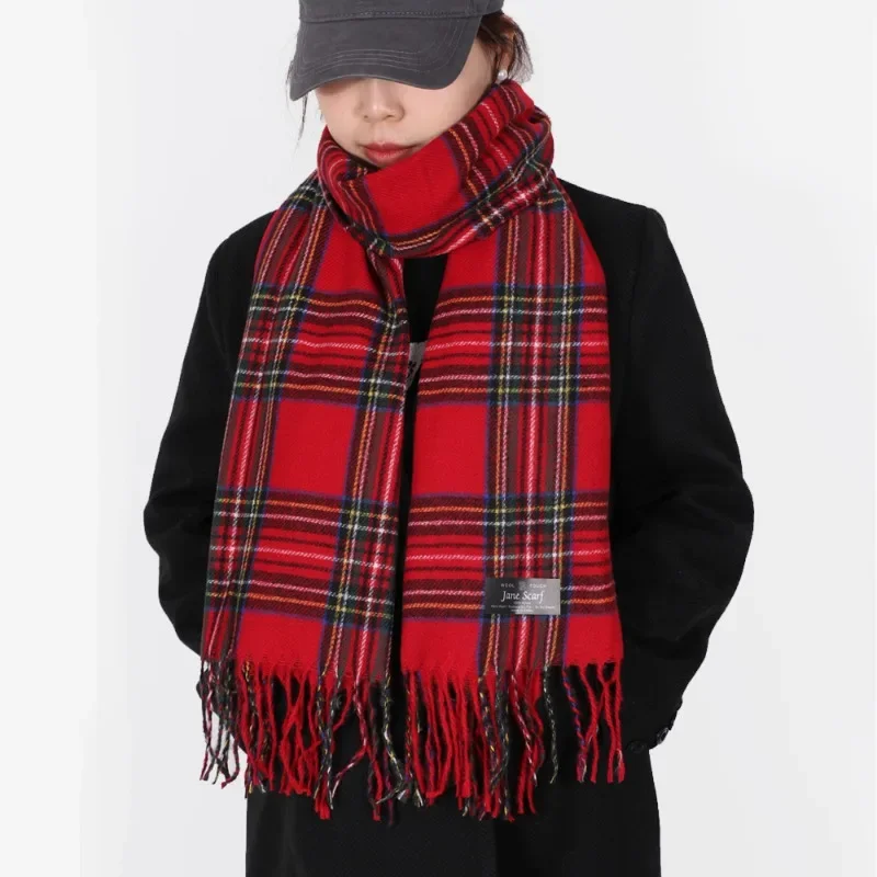 Fashion Scottish Style Tartan Warm Scarf for Women Plaid Soft Long Wrap Shawl Christmas for Girlfrend Wife Mom