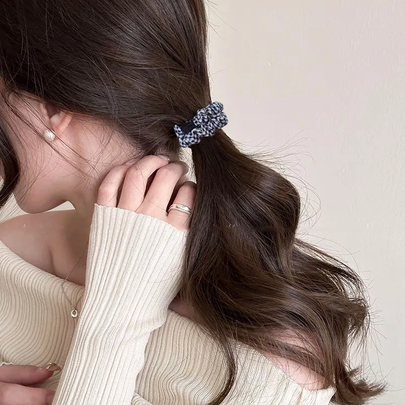 5PC Plaid Cherry Strawberry Elastic Hair Bands Set Women Girls Kids Hair Ties Rubberband Korean Hair Accessories Scrunchy Rope