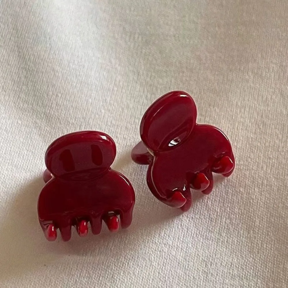 Temperament Seamless Hair Clip Set, 2Pcs Red Women's Side Banger Clip Mini Duckbill Clip Hair Claws