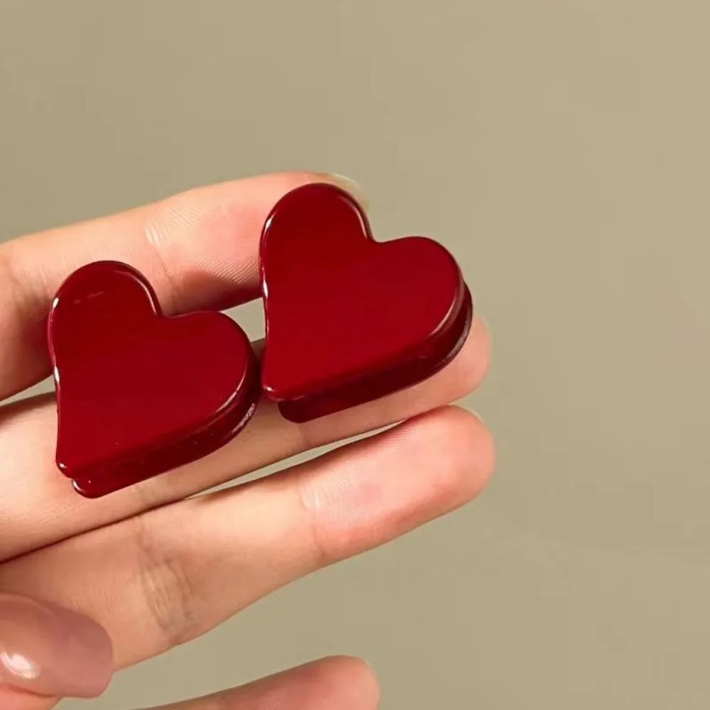 Temperament Seamless Hair Clip Set, 2Pcs Red Women's Side Banger Clip Mini Duckbill Clip Hair Claws