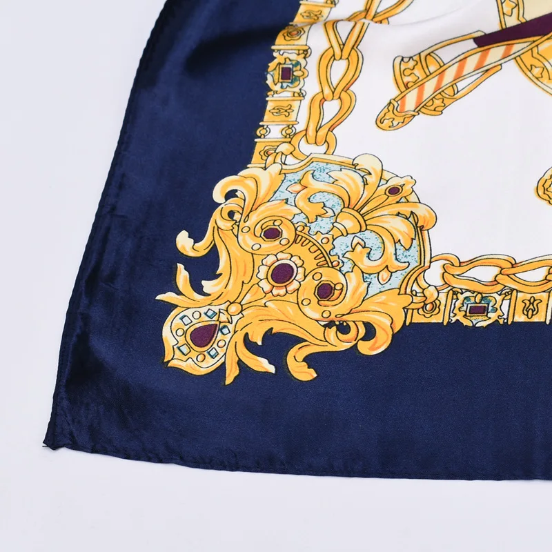 Luxury Silk Shawl Square Scarf Women Print Headband Foulard Satin Hijab Hair Bands Neckerchief Female Head Wraps Bandana 90cm
