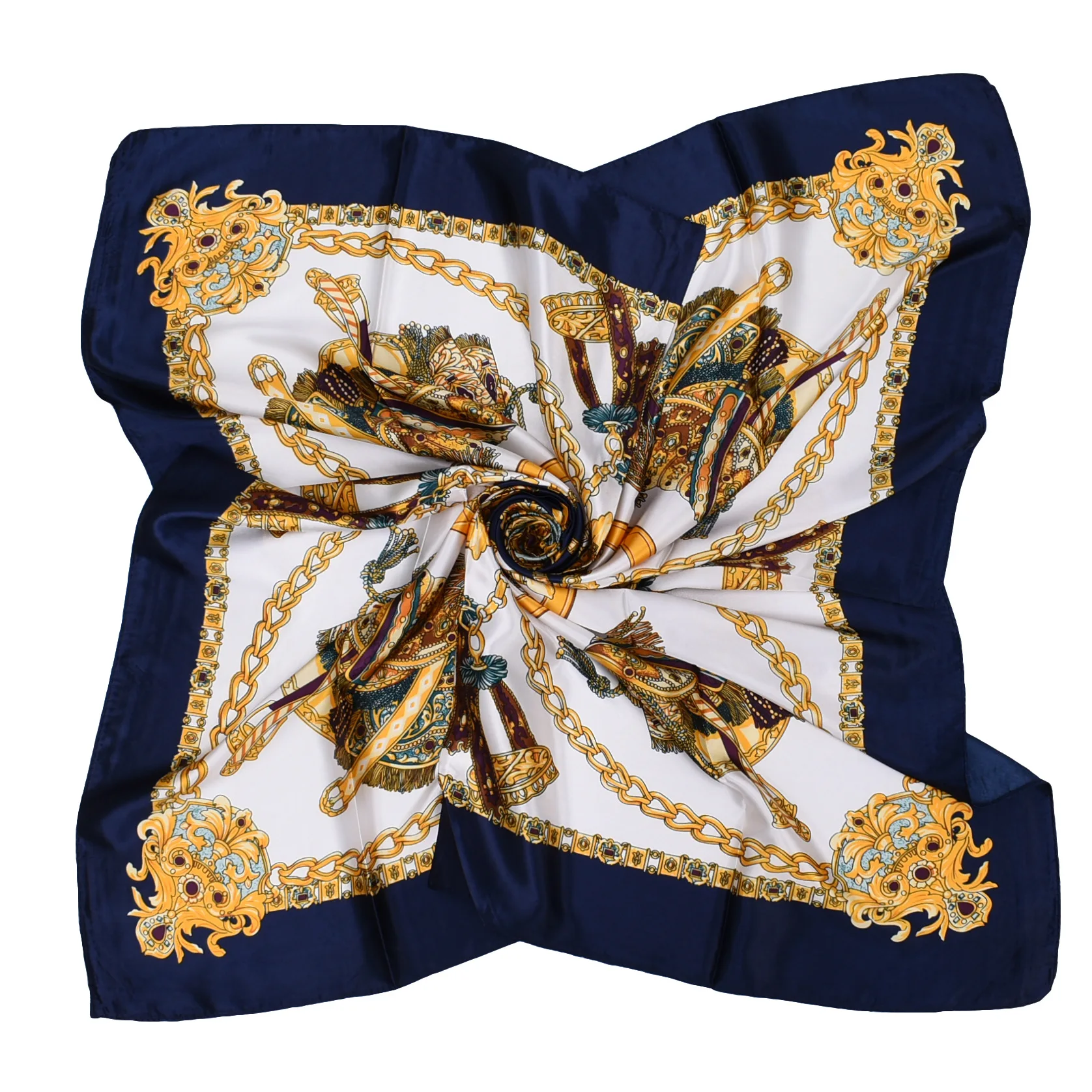 Luxury Silk Shawl Square Scarf Women Print Headband Foulard Satin Hijab Hair Bands Neckerchief Female Head Wraps Bandana 90cm