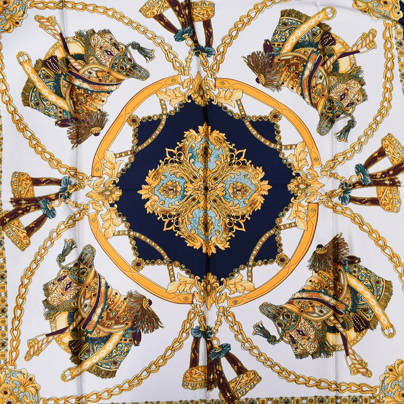 Luxury Silk Shawl Square Scarf Women Print Headband Foulard Satin Hijab Hair Bands Neckerchief Female Head Wraps Bandana 90cm