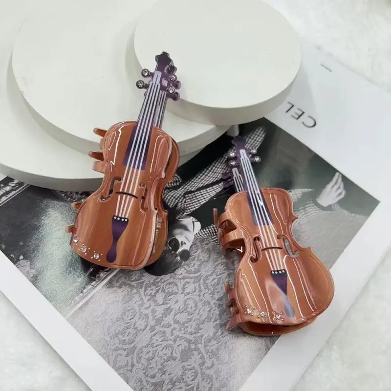 1pc Sunset violin hair clip ins cartoon guitar hair clip coil hair clip shark clip large back of head hair clip