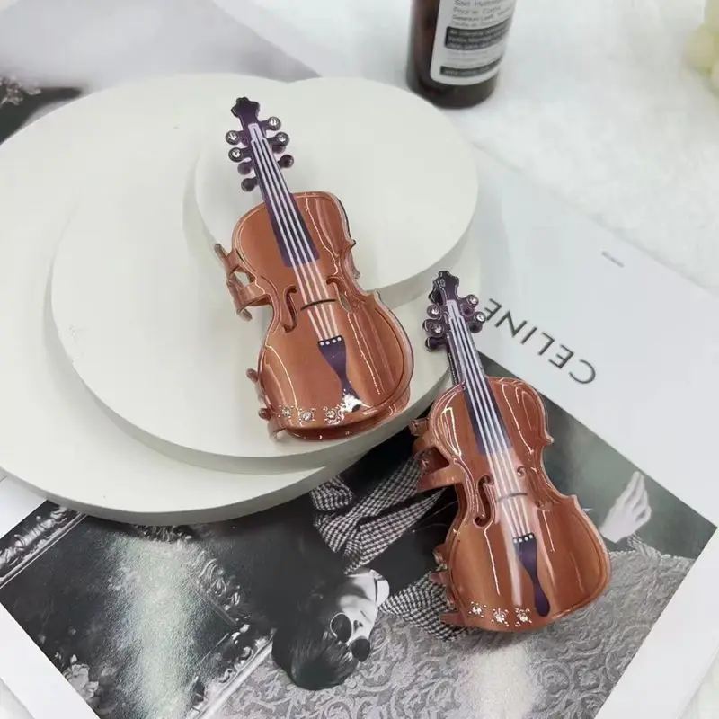 1pc Sunset violin hair clip ins cartoon guitar hair clip coil hair clip shark clip large back of head hair clip