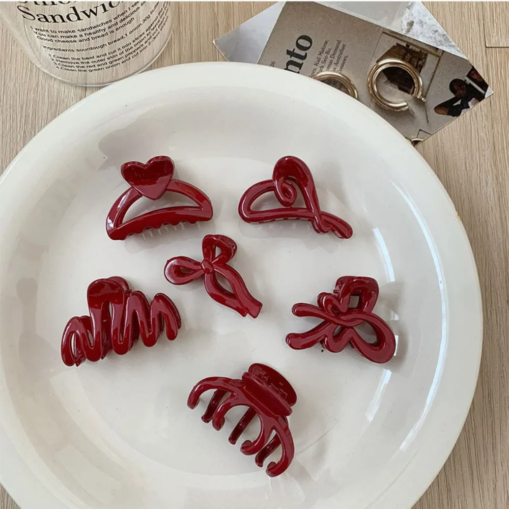 French Red Collection! small Grab clip feminine side bangs clip broken hairpin princess head clip hair Claw hair accessory