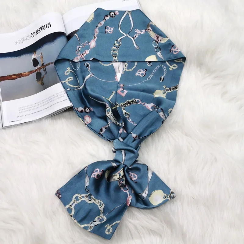 Luxury Design Skinny Silk Scarf Women Fashion Hair Ribbons Headbands Bandana Female Bag Wrist Wrap Neckerchief Foulard Neck Ties