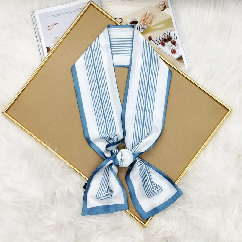 Luxury Design Skinny Silk Scarf Women Fashion Hair Ribbons Headbands Bandana Female Bag Wrist Wrap Neckerchief Foulard Neck Ties