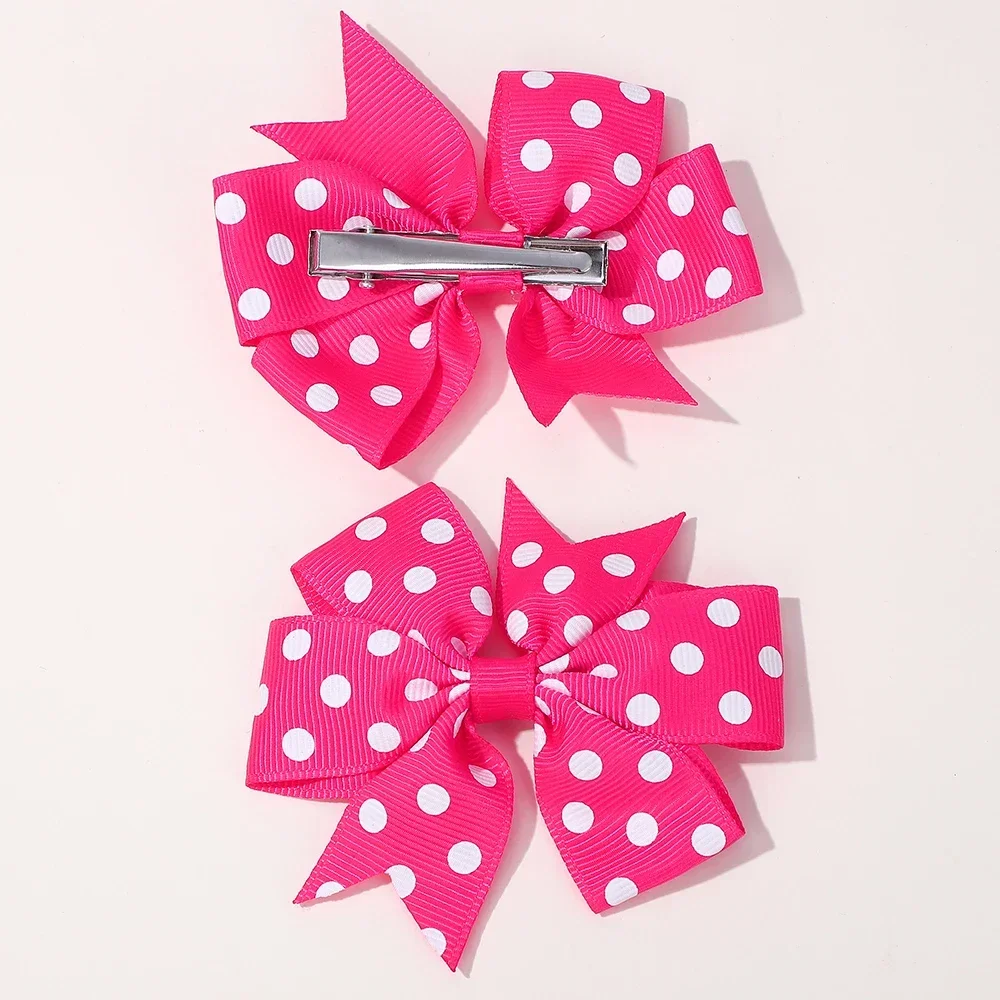 2pcs Girls Cute Printing Dot Bows Hair Accessories Hair Clips Handmade Bows Clips Hair Pin Kawaii Child Accessories