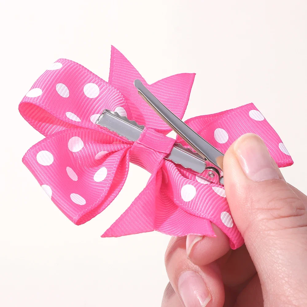 2pcs Girls Cute Printing Dot Bows Hair Accessories Hair Clips Handmade Bows Clips Hair Pin Kawaii Child Accessories