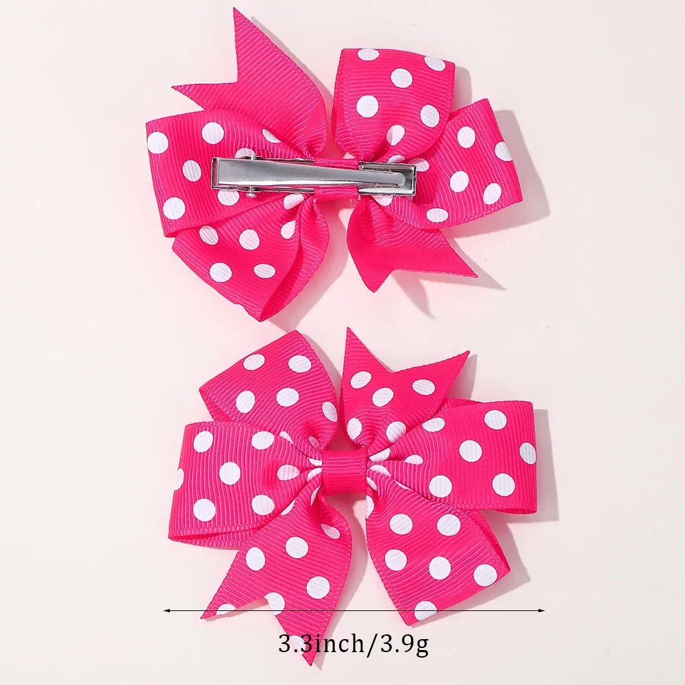 2pcs Girls Cute Printing Dot Bows Hair Accessories Hair Clips Handmade Bows Clips Hair Pin Kawaii Child Accessories