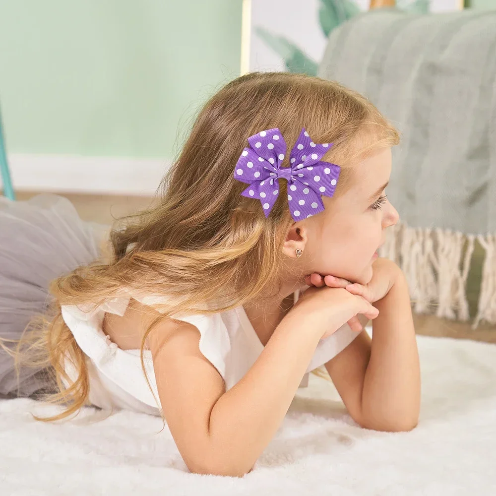 2pcs Girls Cute Printing Dot Bows Hair Accessories Hair Clips Handmade Bows Clips Hair Pin Kawaii Child Accessories