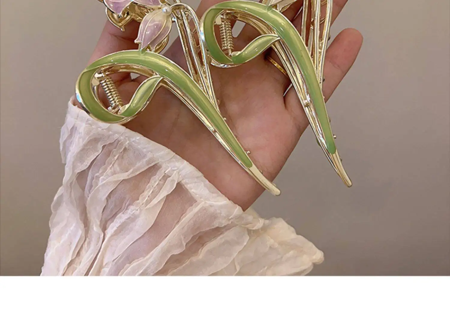 Fashion Flower Forest Gardenia Flower Claw Clips Grasping Women's Spring Summer New Style Metal Hair Clip Large Shark Clip
