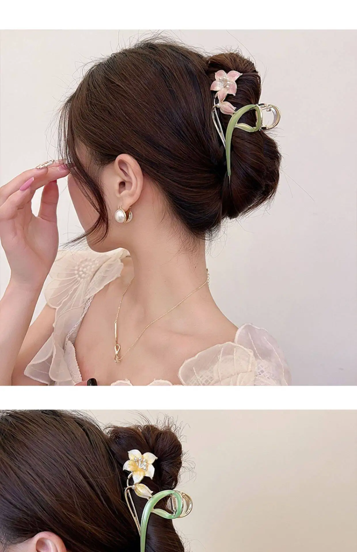 Fashion Flower Forest Gardenia Flower Claw Clips Grasping Women's Spring Summer New Style Metal Hair Clip Large Shark Clip