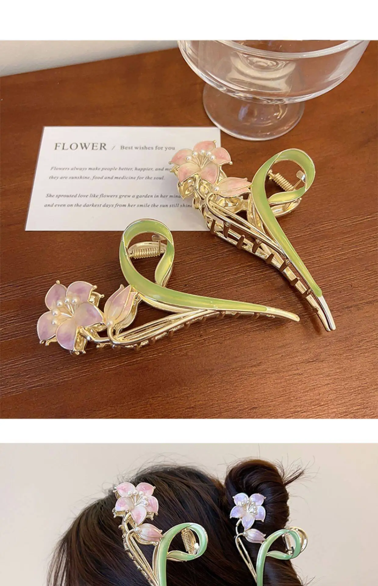 Fashion Flower Forest Gardenia Flower Claw Clips Grasping Women's Spring Summer New Style Metal Hair Clip Large Shark Clip