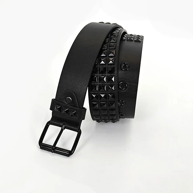 Black Fashion Rhinestone Rivet Jeans Belt Male Men&Women's Studded Belt Female Punk With Pin Buckle Gothic Accessories Y2K Belt