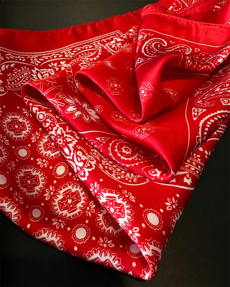 70*70cm Silk Square Scarf Women Soft Flower Print Hairband Foulard Neckerchief Hijab Tie Bag Ribbon Headband Fashion Bandana