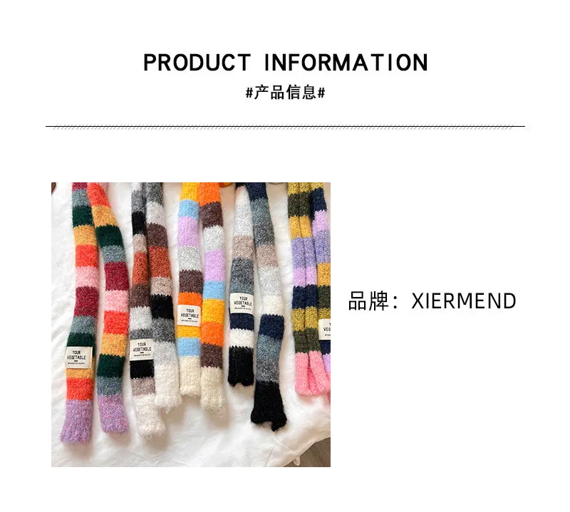 2025 Women's Thin Narrow Long Colorful Striped Scarf Autumn and Winter New Design Hot Girl All-Match Decorative Scarf