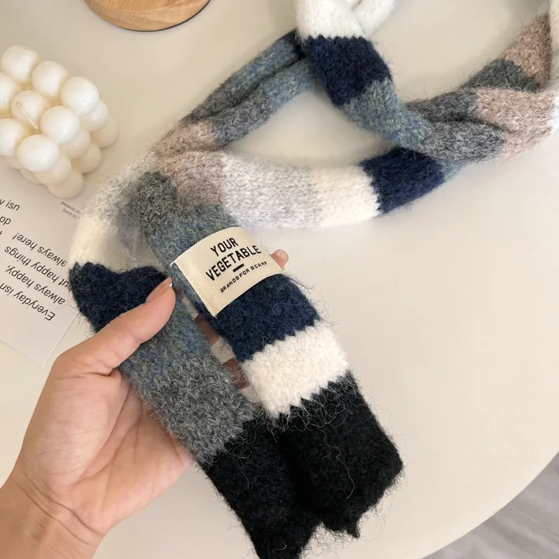 2025 Women's Thin Narrow Long Colorful Striped Scarf Autumn and Winter New Design Hot Girl All-Match Decorative Scarf