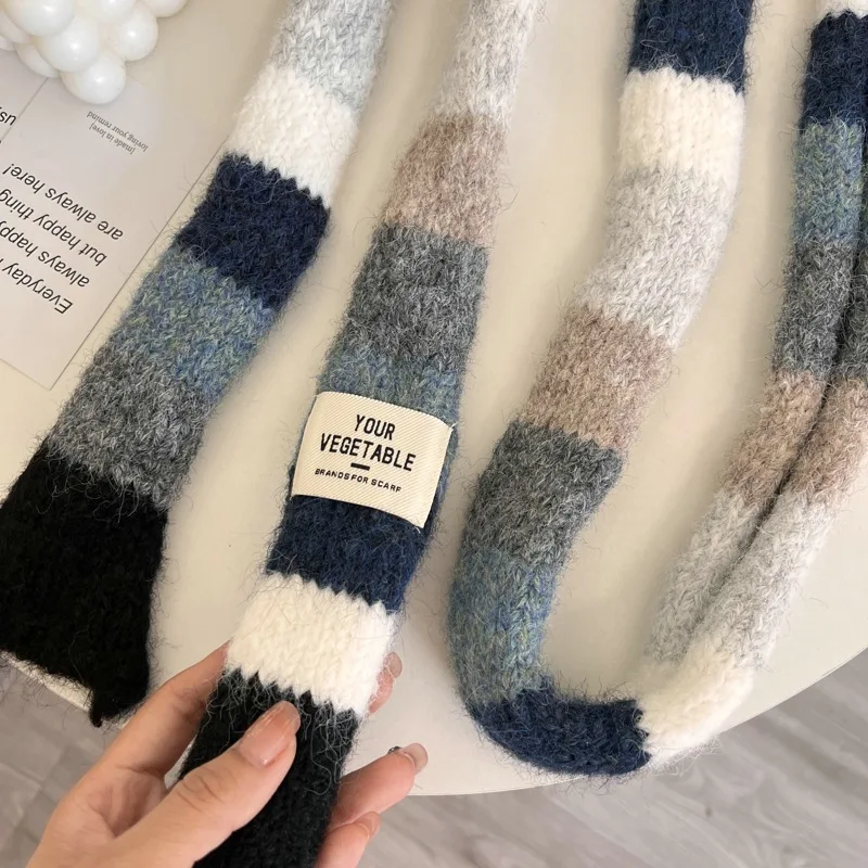 2025 Women's Thin Narrow Long Colorful Striped Scarf Autumn and Winter New Design Hot Girl All-Match Decorative Scarf