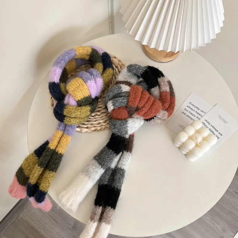 2025 Women's Thin Narrow Long Colorful Striped Scarf Autumn and Winter New Design Hot Girl All-Match Decorative Scarf