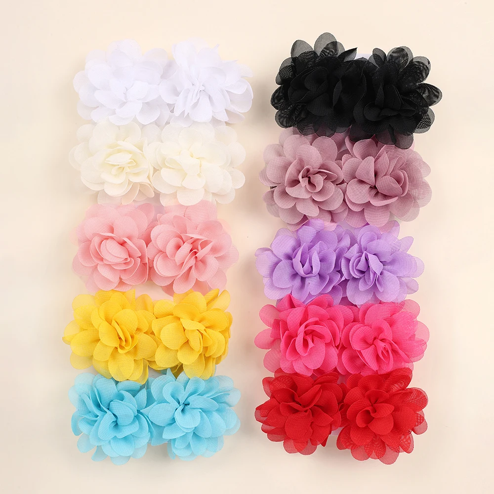20Pcs Chiffon Flower Hair Clip Sweet Korean Style Floral Hairpin Cute Barrette For Women Girls Children's Headdress Accessories