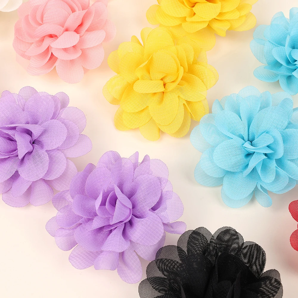20Pcs Chiffon Flower Hair Clip Sweet Korean Style Floral Hairpin Cute Barrette For Women Girls Children's Headdress Accessories