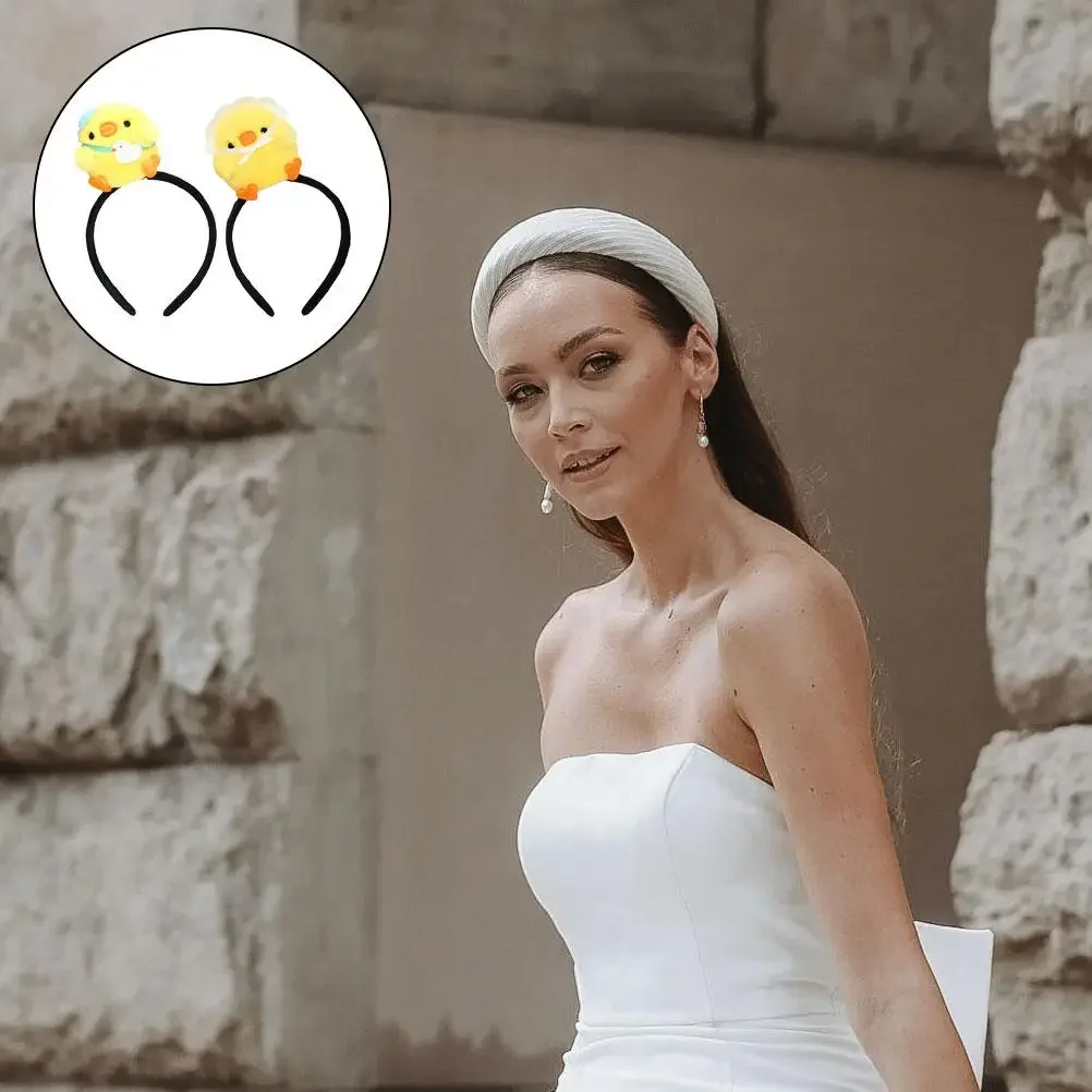 2 Pcs Chick Headband Costume Headbands Festival Girl Animal Plush Photo Props Birthday