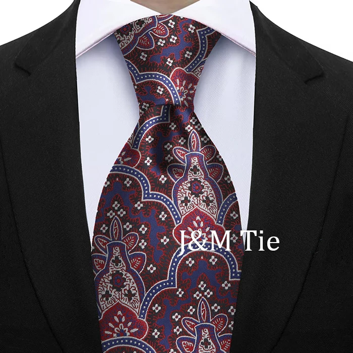 Luxury 7CM Floral Paisley Necktie Green Blue Ties For Man Groom Groomsman Jacquard Woven Ascot Formal Business Party Accessories