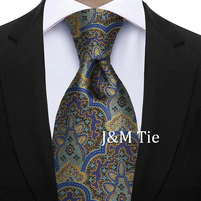 Luxury 7CM Floral Paisley Necktie Green Blue Ties For Man Groom Groomsman Jacquard Woven Ascot Formal Business Party Accessories