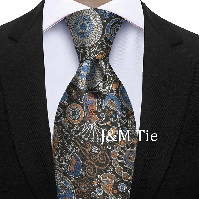 Luxury 7CM Floral Paisley Necktie Green Blue Ties For Man Groom Groomsman Jacquard Woven Ascot Formal Business Party Accessories