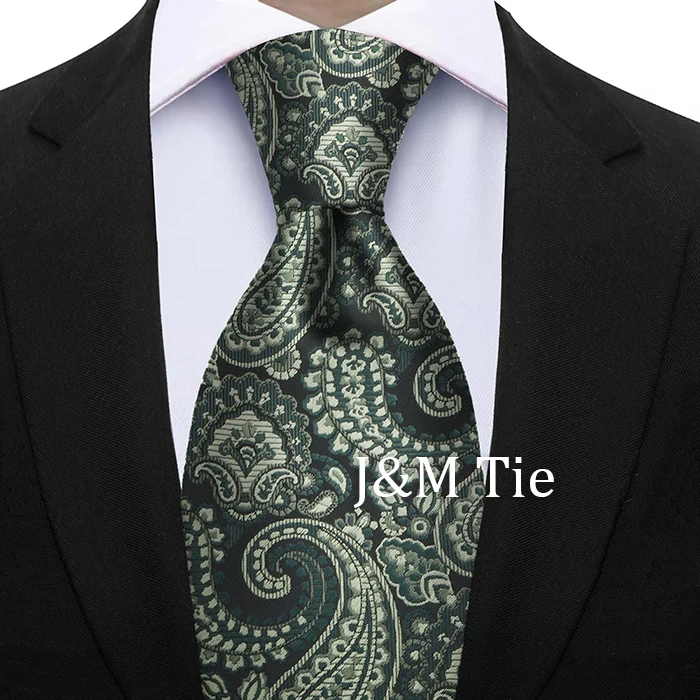 Luxury 7CM Floral Paisley Necktie Green Blue Ties For Man Groom Groomsman Jacquard Woven Ascot Formal Business Party Accessories
