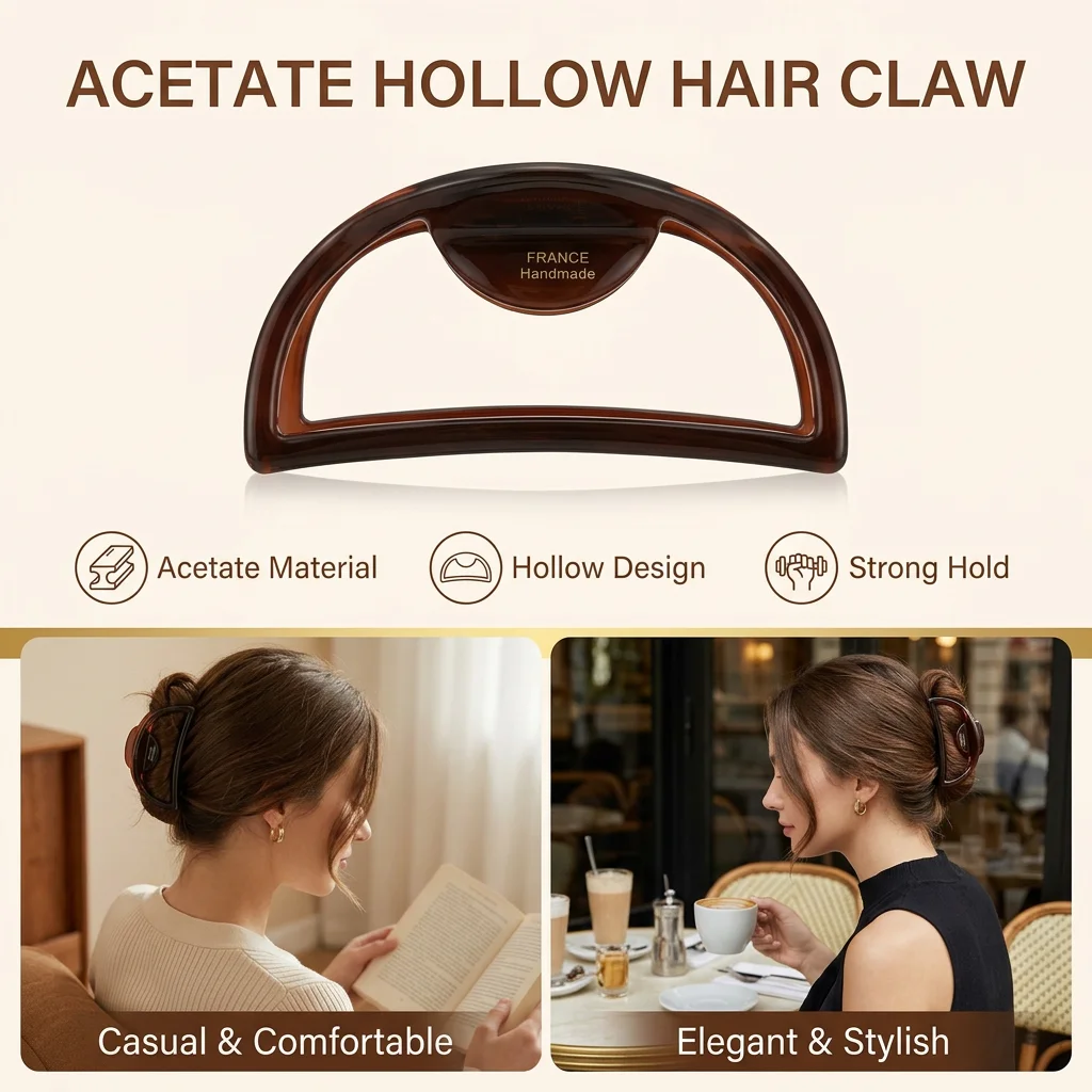 Women's Hair Claw Clips European And American Hair Accessories Hollow Hair Claw Clip Acetic Acid Grip Large Meatball Hair Claw