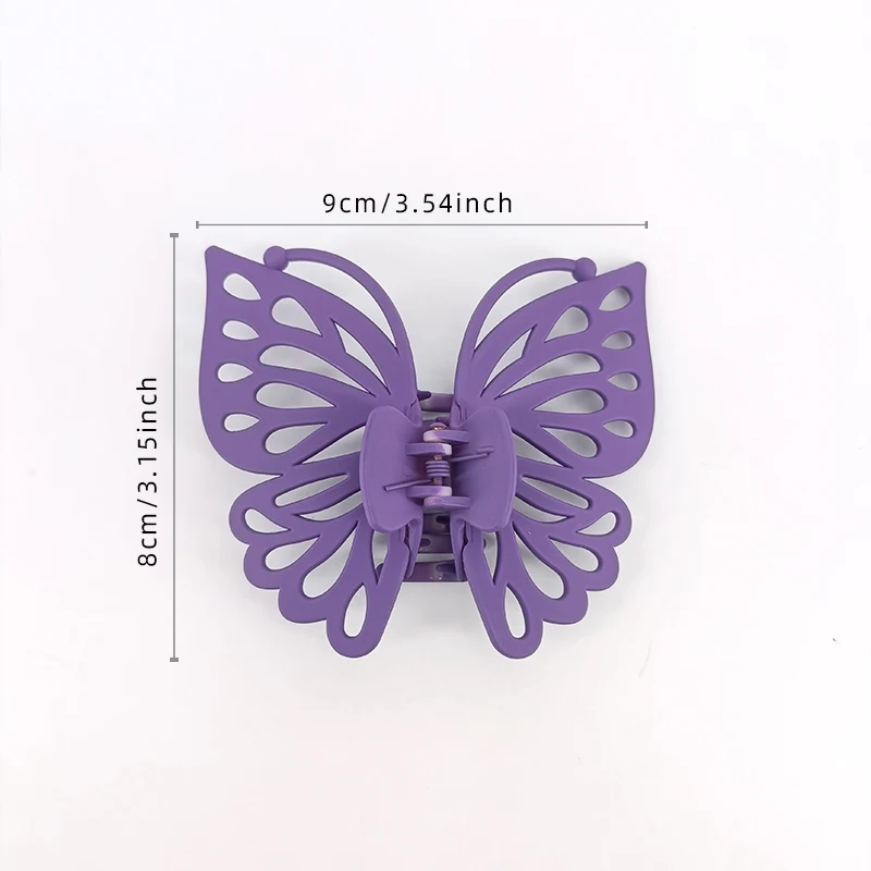9cm Sweet Women Girl Young Fashion Gift Back Head Clip Hairpin Candy Color Single Layer Hollow Wing Antennae Butterfly Hair Claw