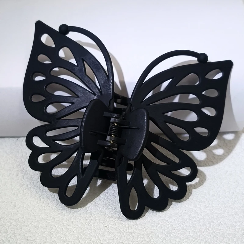 9cm Sweet Women Girl Young Fashion Gift Back Head Clip Hairpin Candy Color Single Layer Hollow Wing Antennae Butterfly Hair Claw