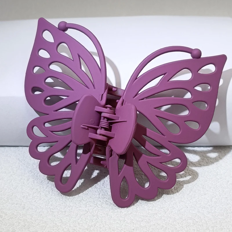 9cm Sweet Women Girl Young Fashion Gift Back Head Clip Hairpin Candy Color Single Layer Hollow Wing Antennae Butterfly Hair Claw