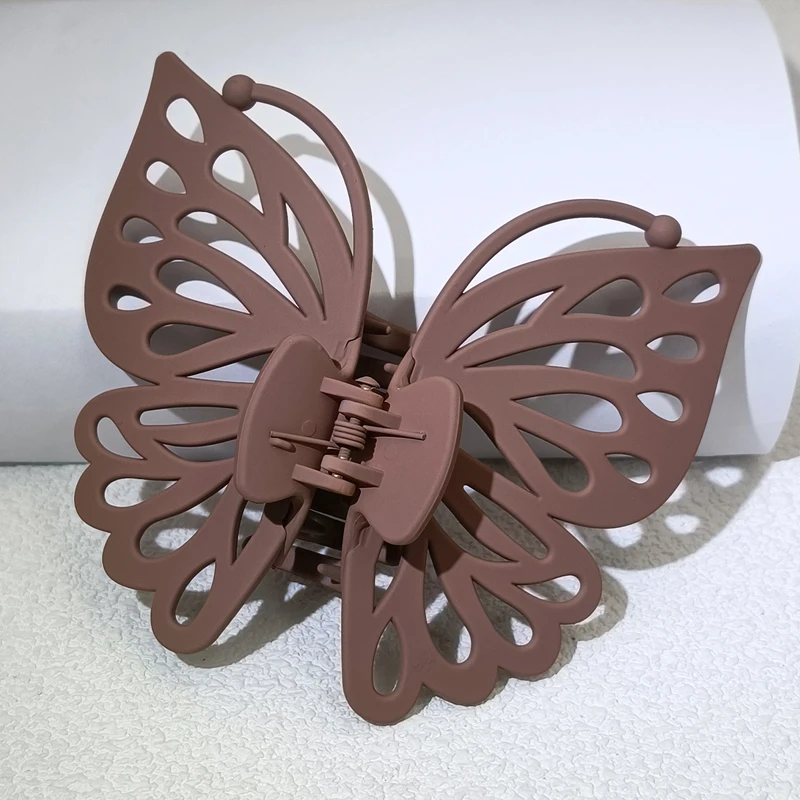 9cm Sweet Women Girl Young Fashion Gift Back Head Clip Hairpin Candy Color Single Layer Hollow Wing Antennae Butterfly Hair Claw