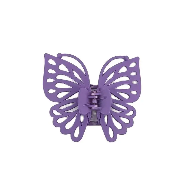 9cm Sweet Women Girl Young Fashion Gift Back Head Clip Hairpin Candy Color Single Layer Hollow Wing Antennae Butterfly Hair Claw