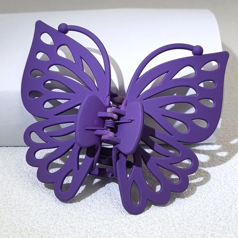 9cm Sweet Women Girl Young Fashion Gift Back Head Clip Hairpin Candy Color Single Layer Hollow Wing Antennae Butterfly Hair Claw