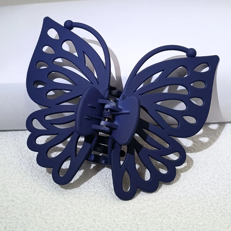 9cm Sweet Women Girl Young Fashion Gift Back Head Clip Hairpin Candy Color Single Layer Hollow Wing Antennae Butterfly Hair Claw
