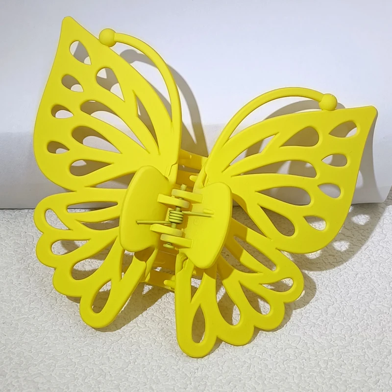 9cm Sweet Women Girl Young Fashion Gift Back Head Clip Hairpin Candy Color Single Layer Hollow Wing Antennae Butterfly Hair Claw