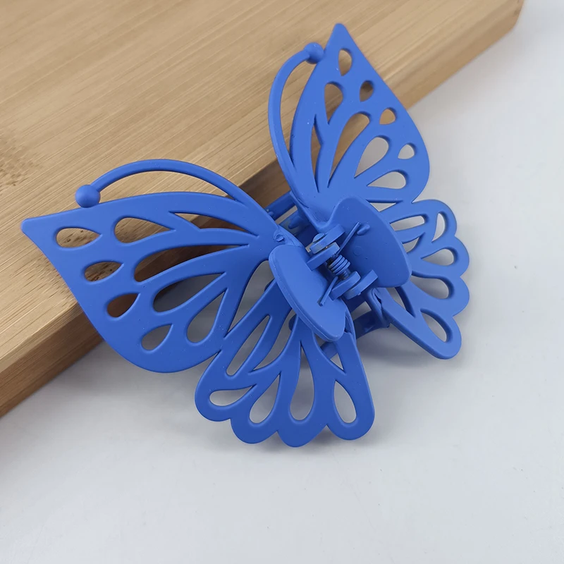 9cm Sweet Women Girl Young Fashion Gift Back Head Clip Hairpin Candy Color Single Layer Hollow Wing Antennae Butterfly Hair Claw