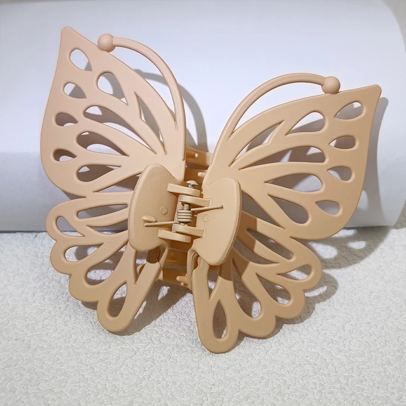 9cm Sweet Women Girl Young Fashion Gift Back Head Clip Hairpin Candy Color Single Layer Hollow Wing Antennae Butterfly Hair Claw