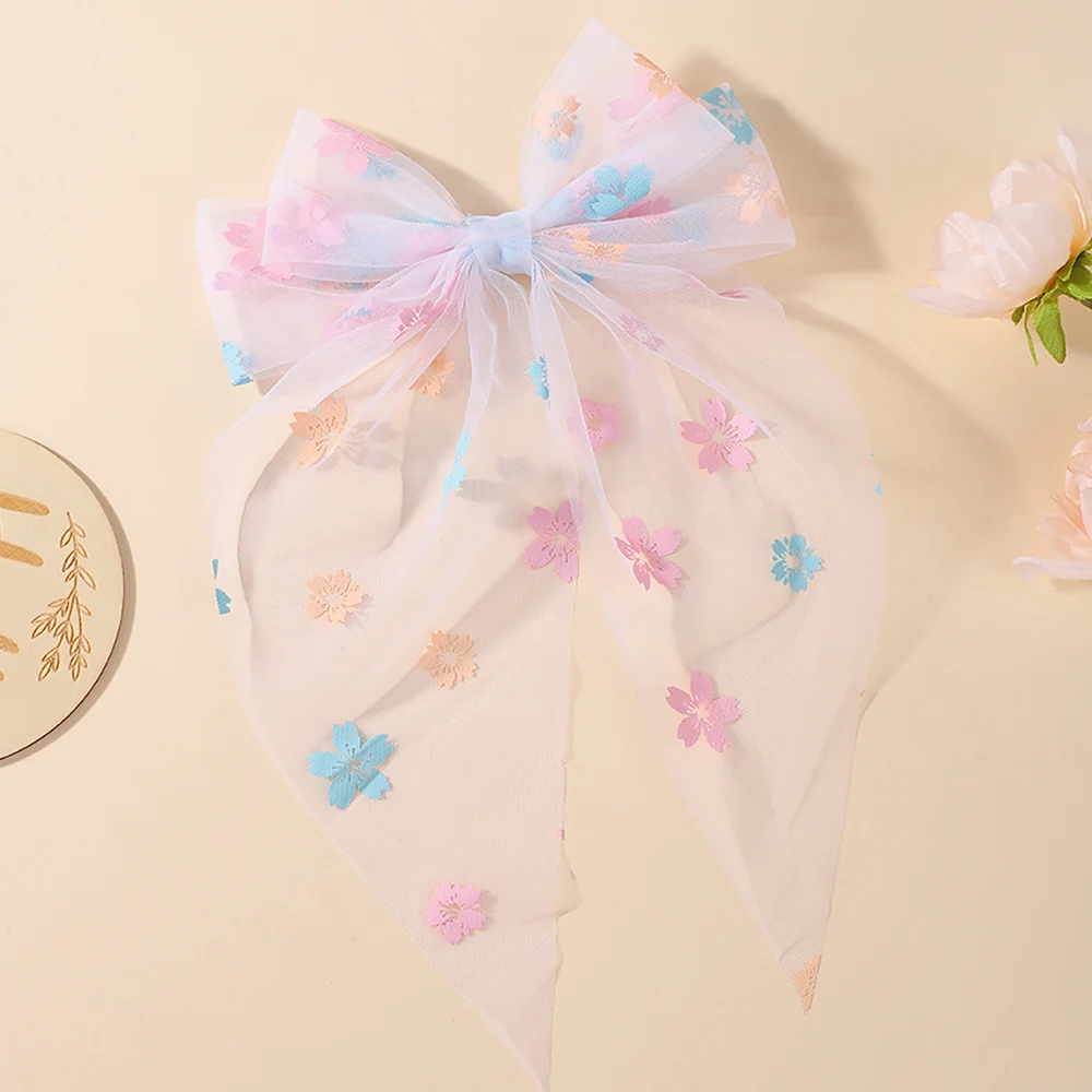 BABY BOWS 1Pcs Big Bowknot Yarn Hair Clip for Women Girls Elegant Polka Dot Hairgripes 6x11inch Ponytail Holder Headwear Clips