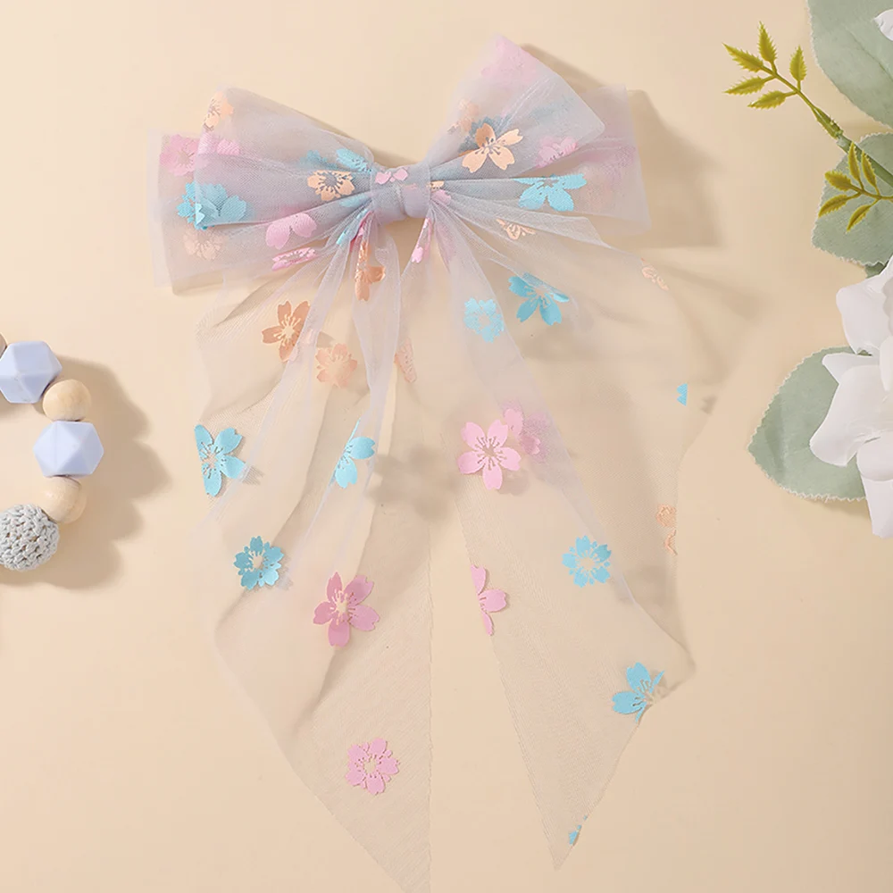 BABY BOWS 1Pcs Big Bowknot Yarn Hair Clip for Women Girls Elegant Polka Dot Hairgripes 6x11inch Ponytail Holder Headwear Clips