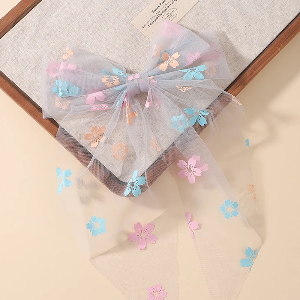 BABY BOWS 1Pcs Big Bowknot Yarn Hair Clip for Women Girls Elegant Polka Dot Hairgripes 6x11inch Ponytail Holder Headwear Clips