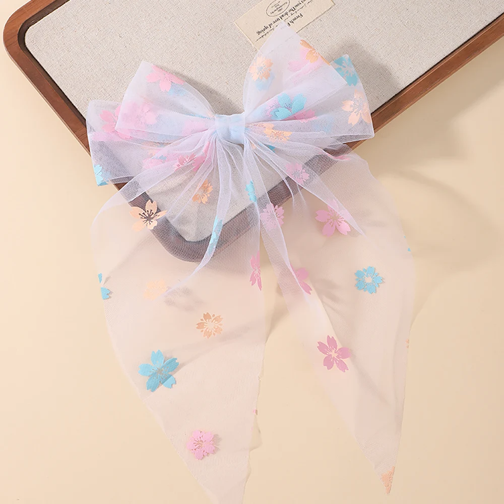 BABY BOWS 1Pcs Big Bowknot Yarn Hair Clip for Women Girls Elegant Polka Dot Hairgripes 6x11inch Ponytail Holder Headwear Clips