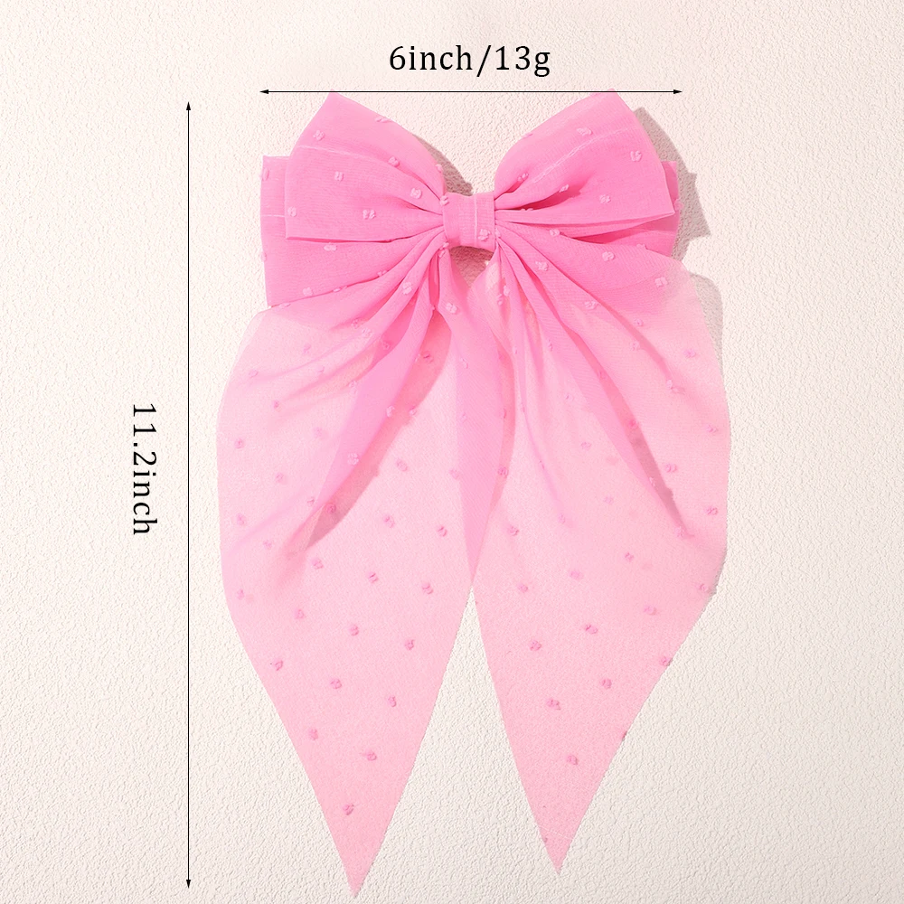 BABY BOWS 1Pcs Big Bowknot Yarn Hair Clip for Women Girls Elegant Polka Dot Hairgripes 6x11inch Ponytail Holder Headwear Clips